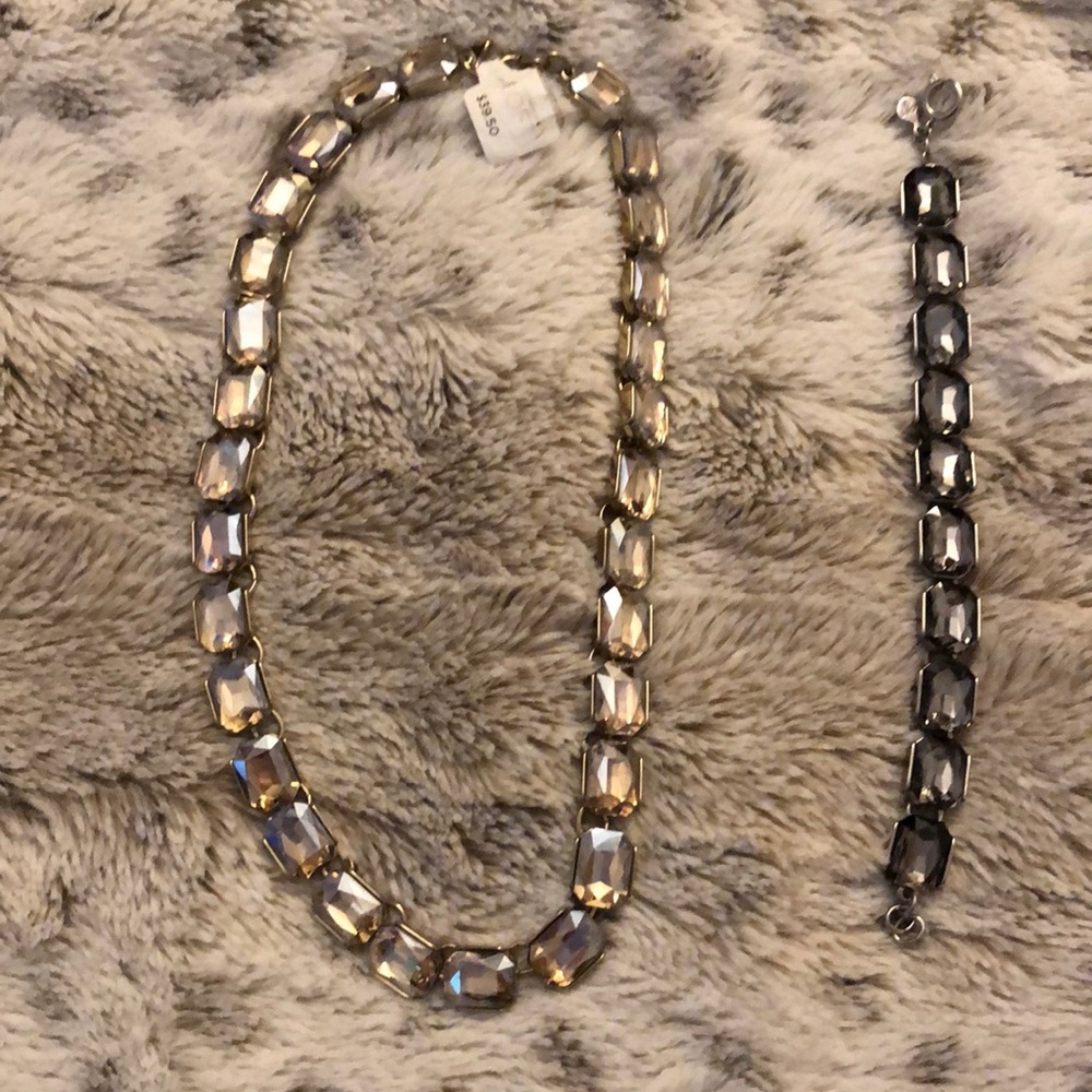 Loft crystal necklace and bracelet set